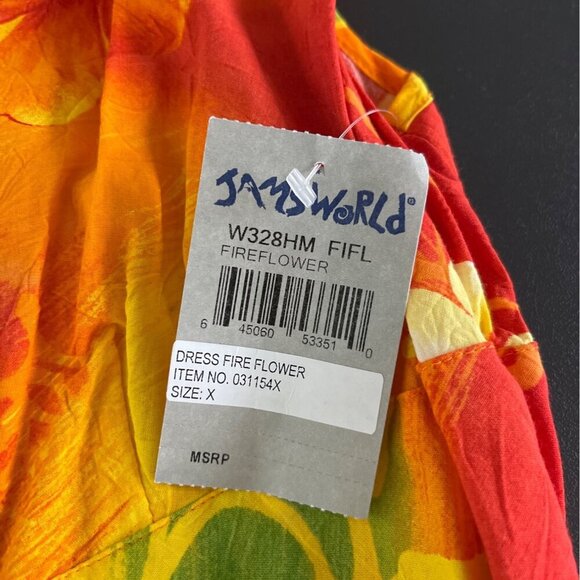 Jams World Women Dress XL Fire Flower Hawaiian Aloha Tropical Resortwear Boho - Picture 6 of 9